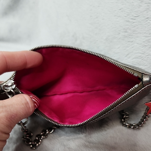 Coach Star Tag Shimmering Silver Wristlet - Picture 4 of 4